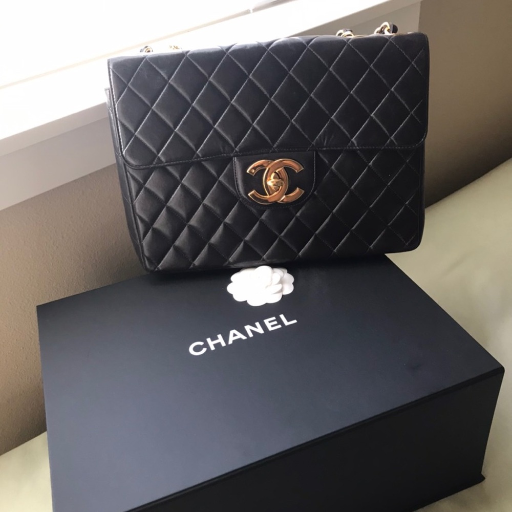 Chanel Black Quilted Lambskin LeatherMaxi